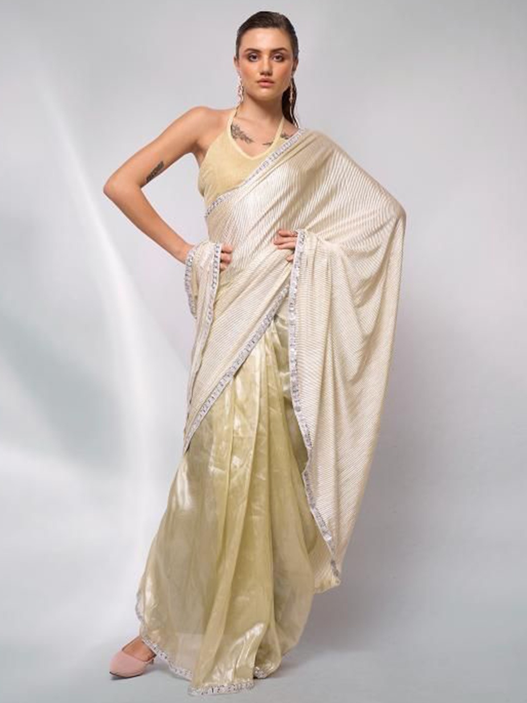 

Kalista Sequinned Ready to Wear Saree, Gold