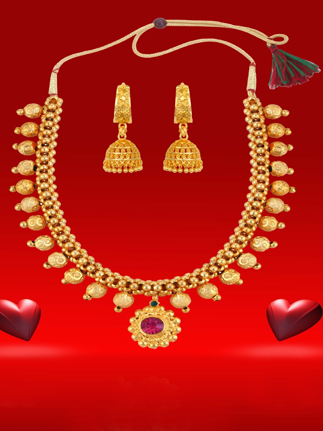 

Heer Collection Gold-Plated Matte Finish Jewellry Set