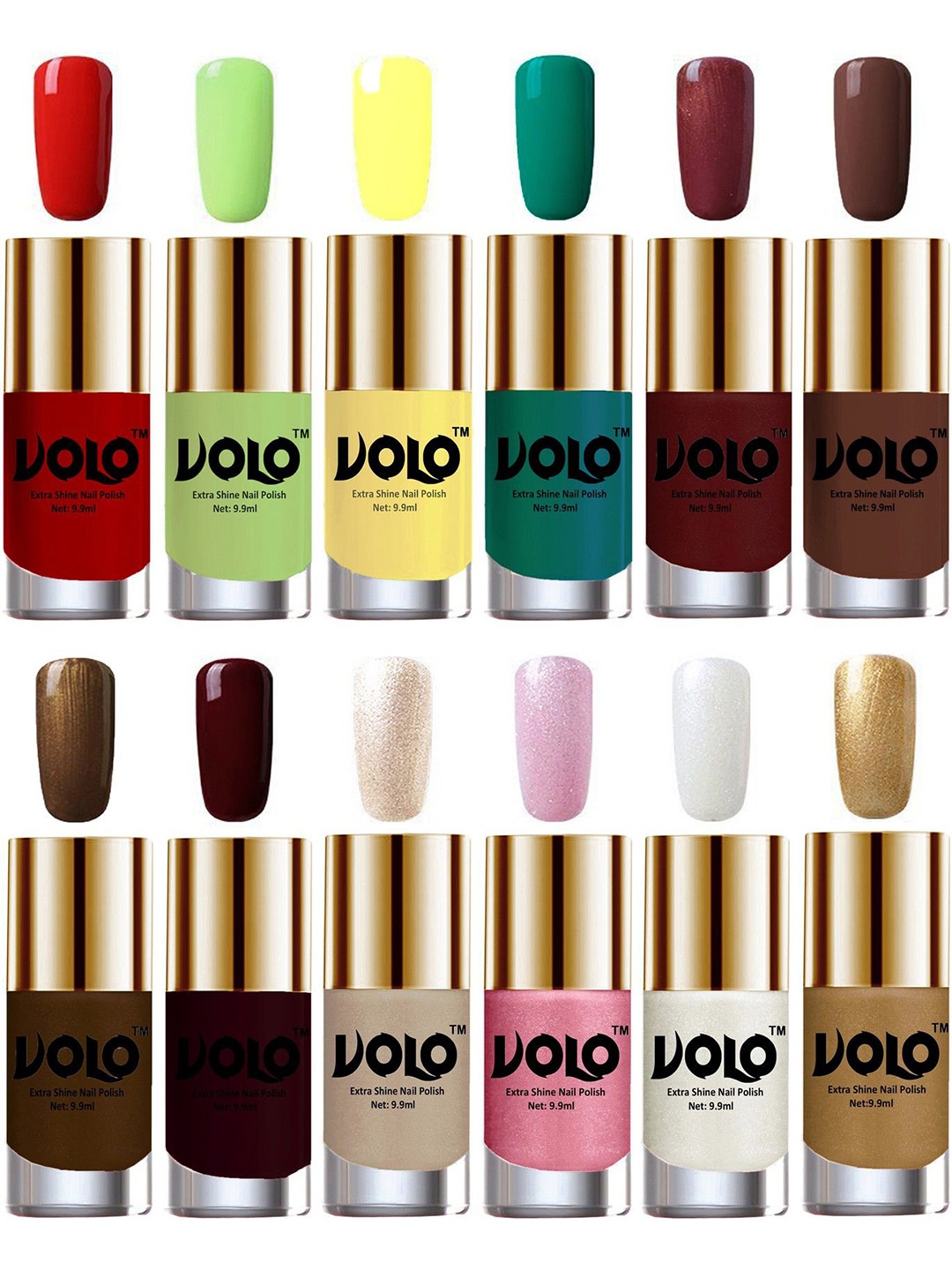 

VOLO Set of 12 Luxury Super Shine Vibrant Shades Nail Polish-9ml Each-Combo No-315, Multi