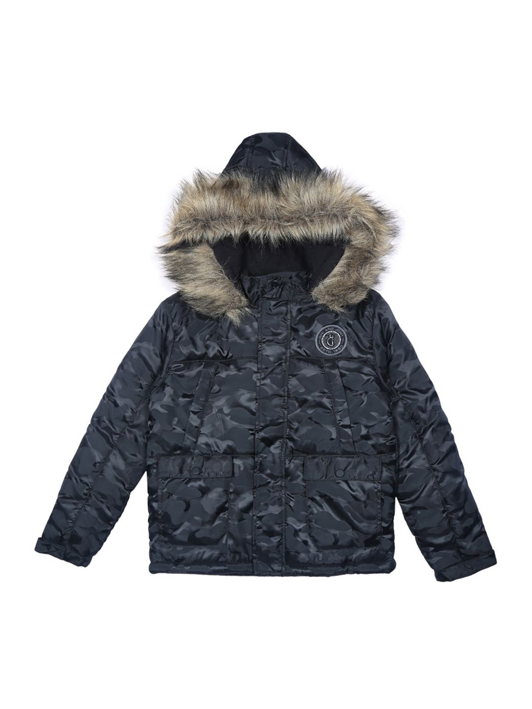 

Gini and Jony Boys Camouflage Hooded Padded Jacket, Black
