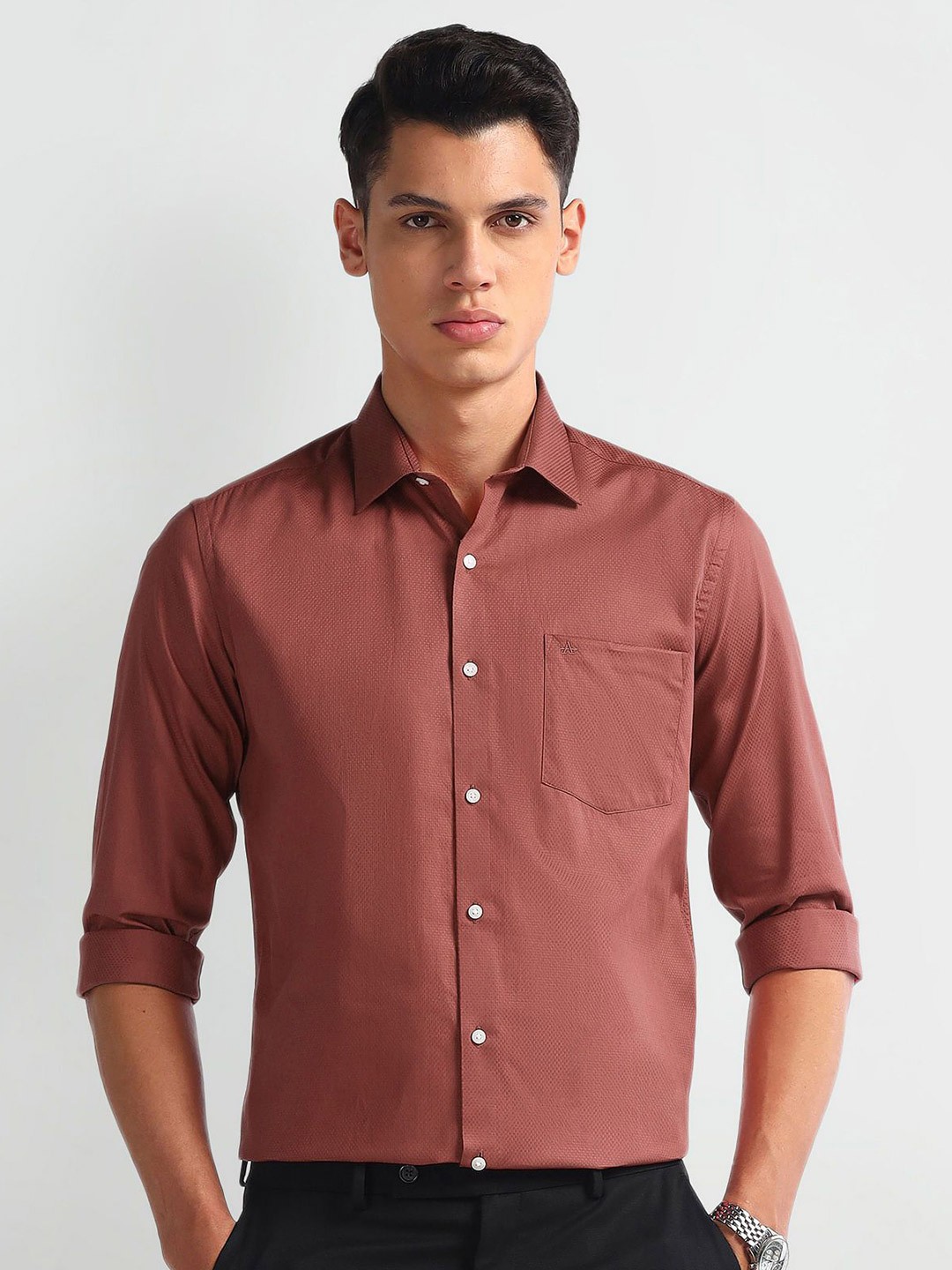

Arrow Men Slim Fit Opaque Formal Shirt, Red