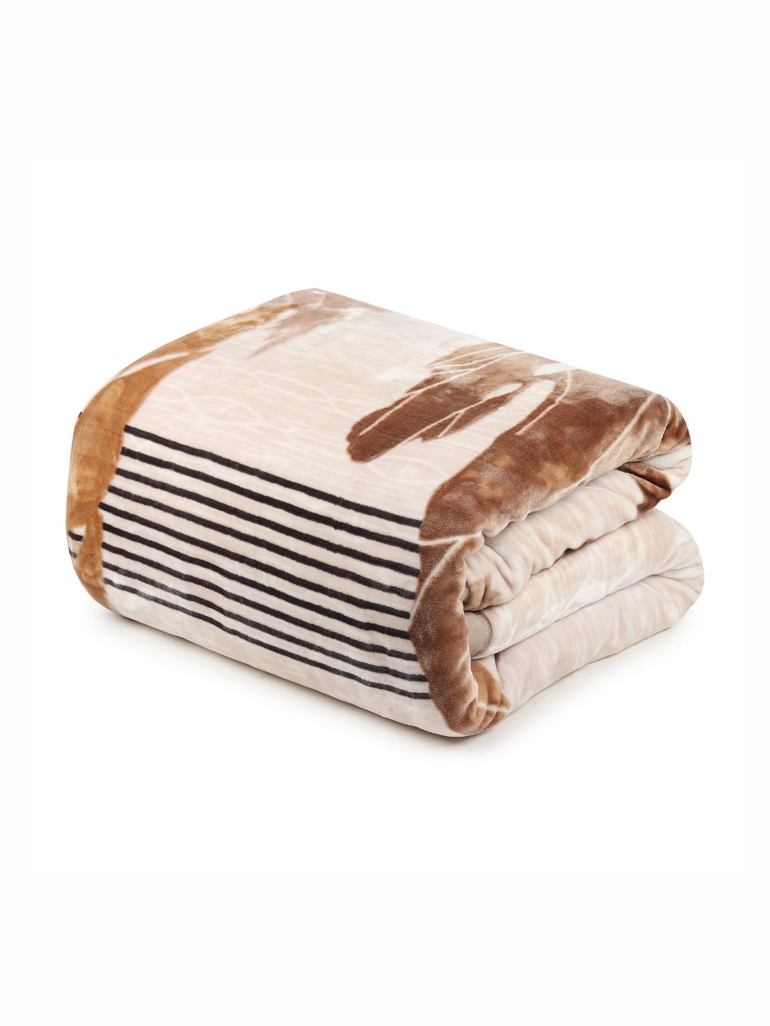 

Nivasam Cream-Coloured & Brown 1000 GSM Mink Heavy Winter Double Bed Blanket