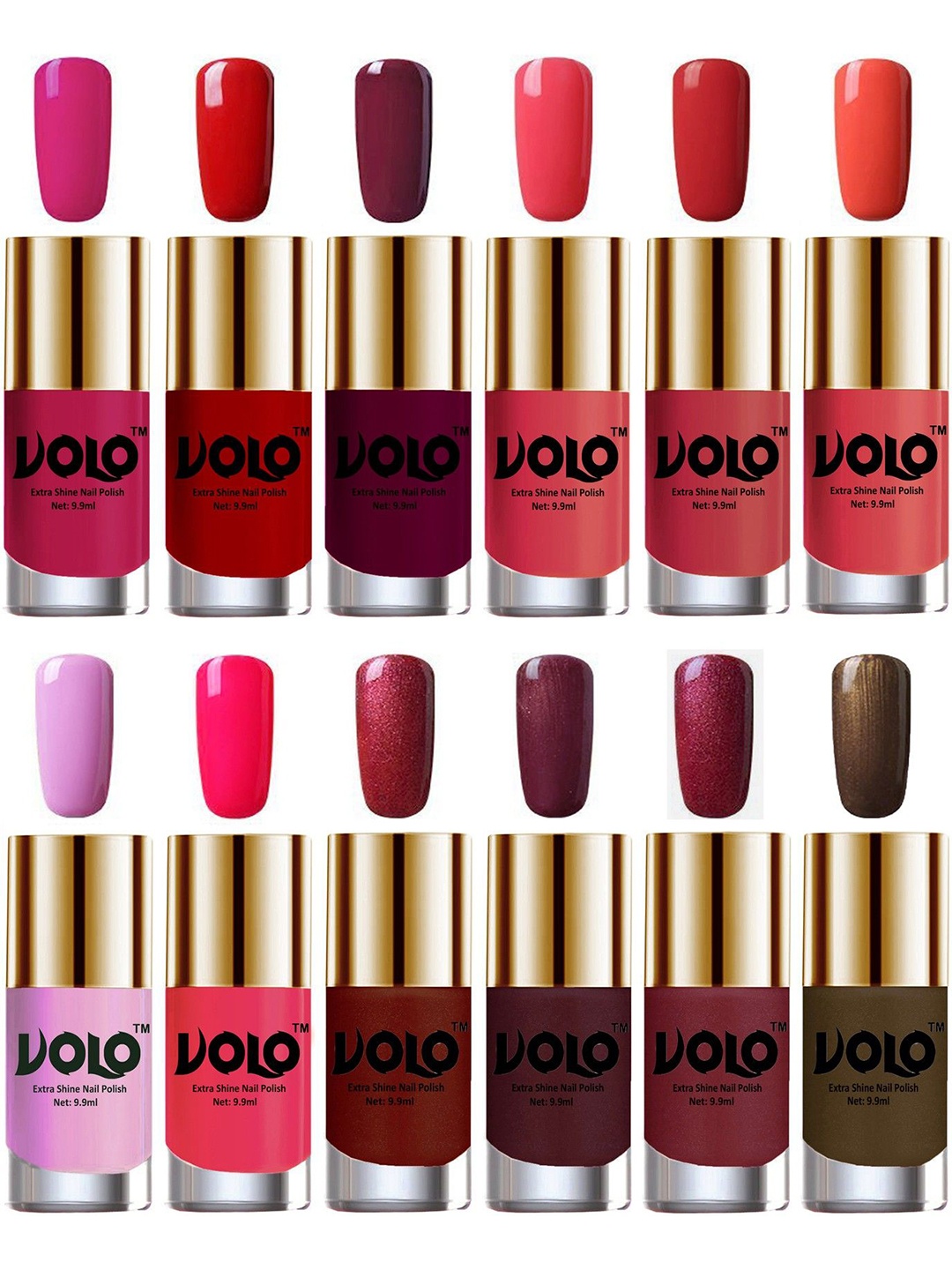 

VOLO Set of 12 Luxury Super Shine Vibrant Shades Nail Polish-9ml Each-Combo No-176, Multi