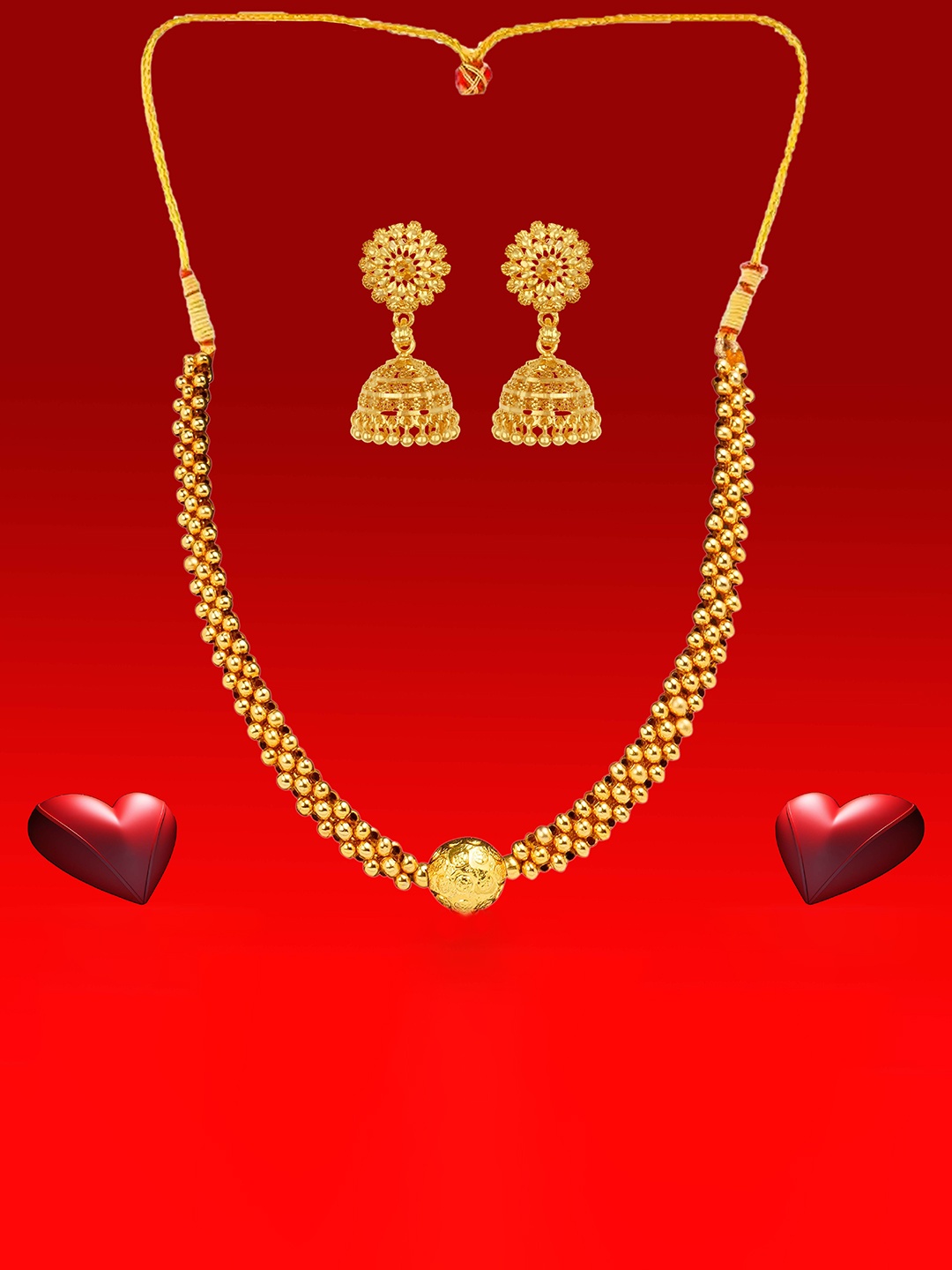 

Heer Collection Gold-Plated Beadded Antique Jewellery Set
