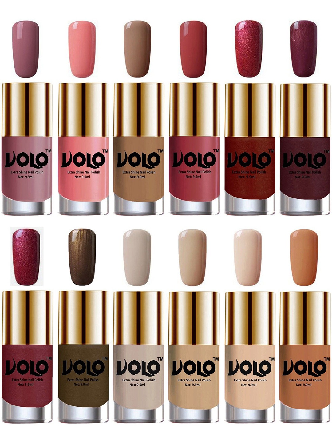 

VOLO Set of 12 Luxury Super Shine Nail Polish- 9.9ml Each- Combo No. 213, Nude