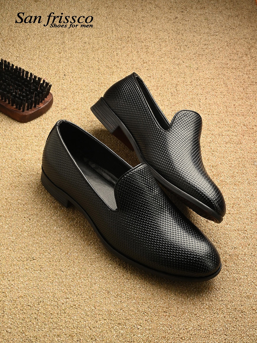 

San Frissco Men Textured Slip-Ons Formal Shoes, Black