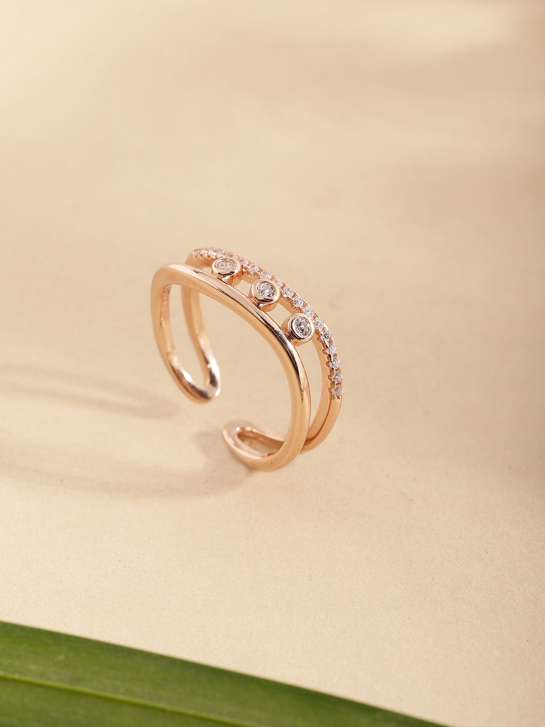 

DIAVO 925 Sterling Silver Rose Gold-Plated Rogue Rhapsody Finger Ring