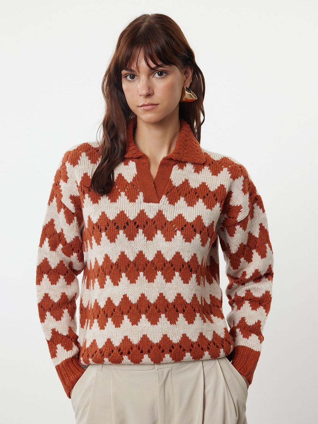 

Trendyol Geometric Print Top, Na