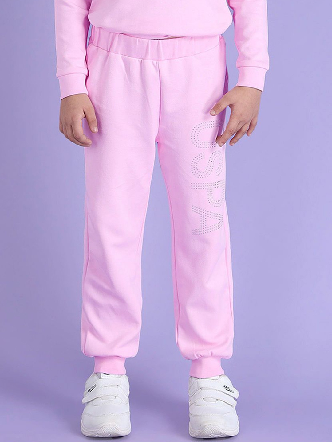 

U.S. Polo Assn. Kids Girls Embellished Regular Fit Joggers, Pink