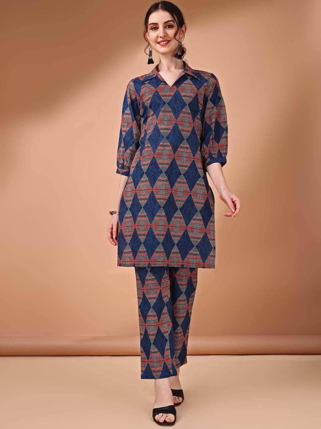 

Anouk Printed Pure Cotton Tunic & Trousers, Blue