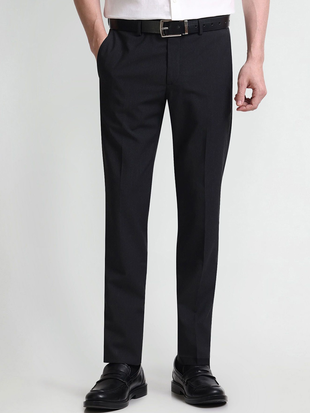 

Arrow Men Mid-Rise Regular Fit Formal Trousers, Black