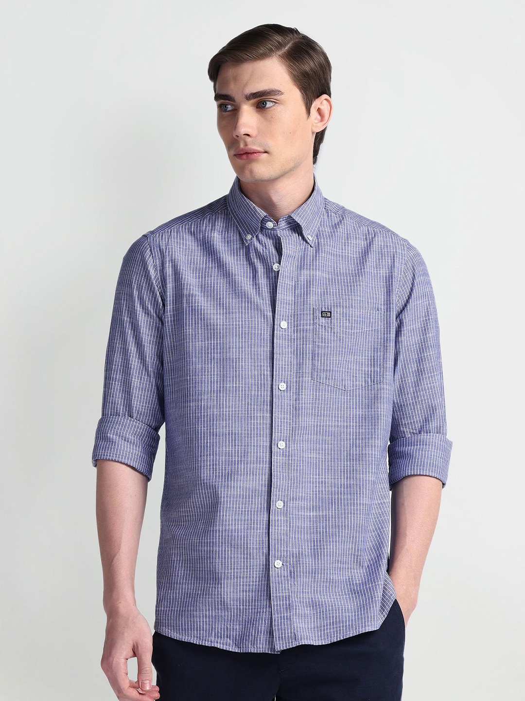 

Arrow Sport Men Slim Fit Opaque Striped Casual Shirt, Blue