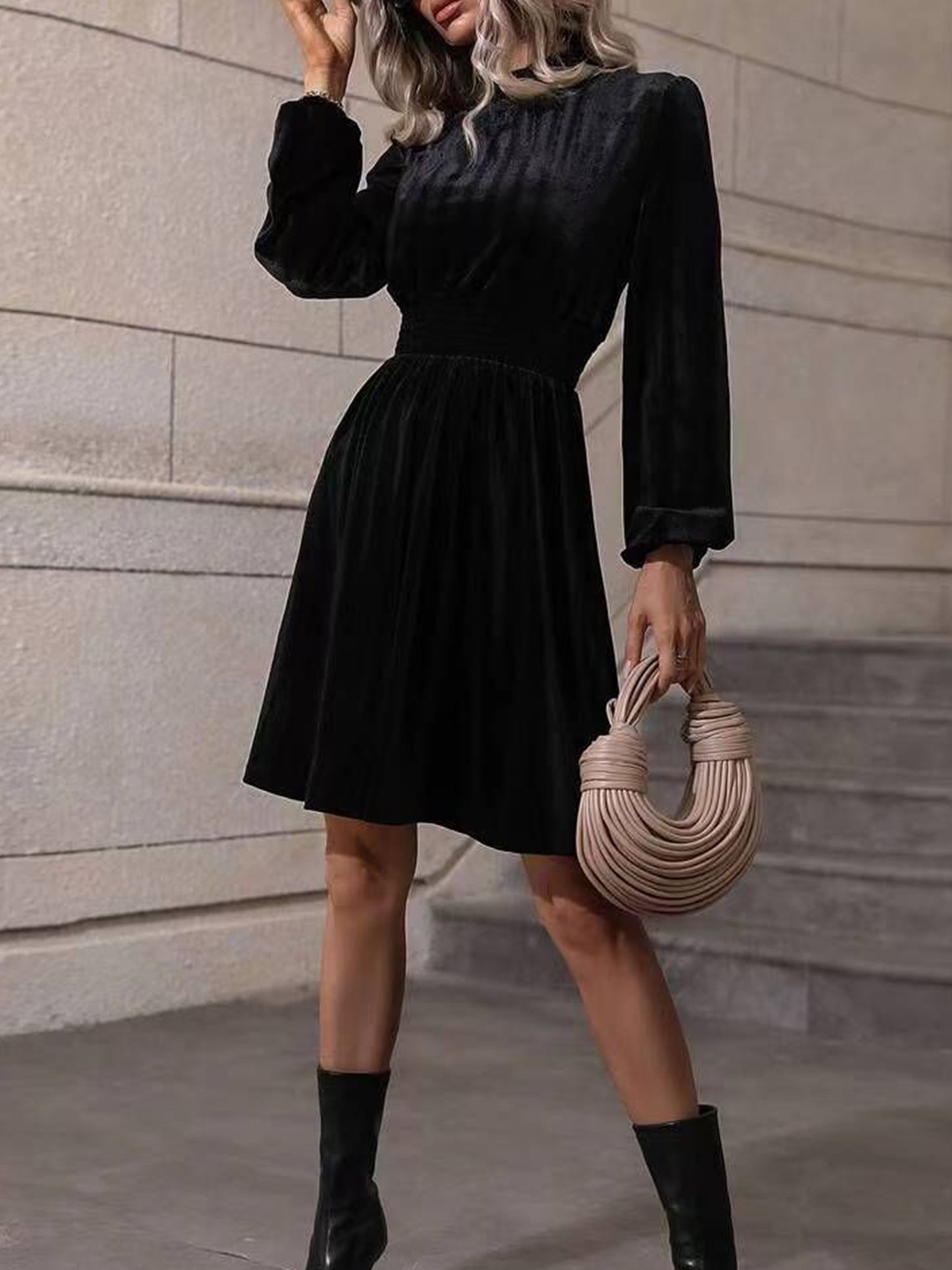 

HERE&NOW Print A-Line Dress, Black