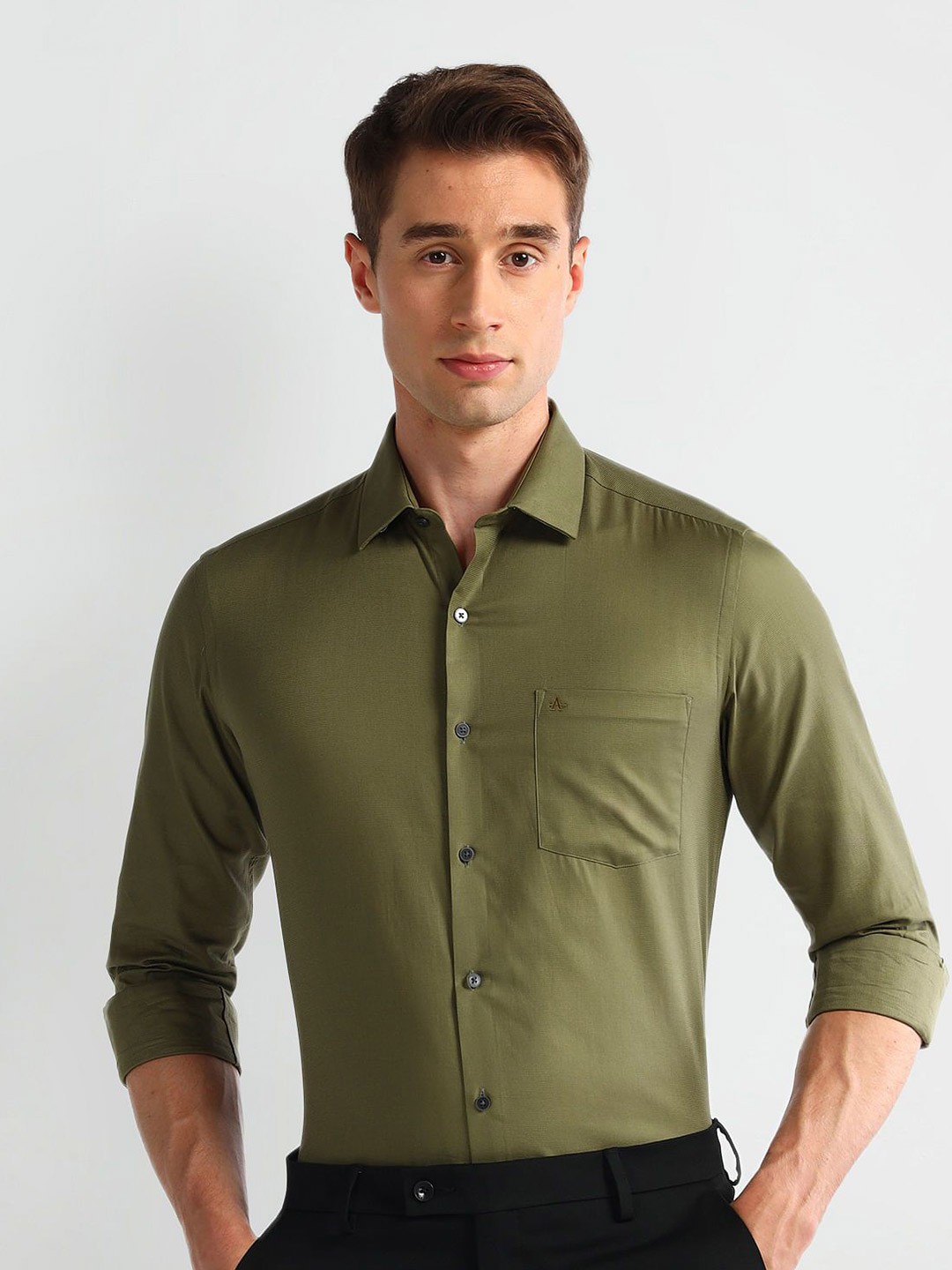 

Arrow Men Slim Fit Opaque Formal Shirt, Green