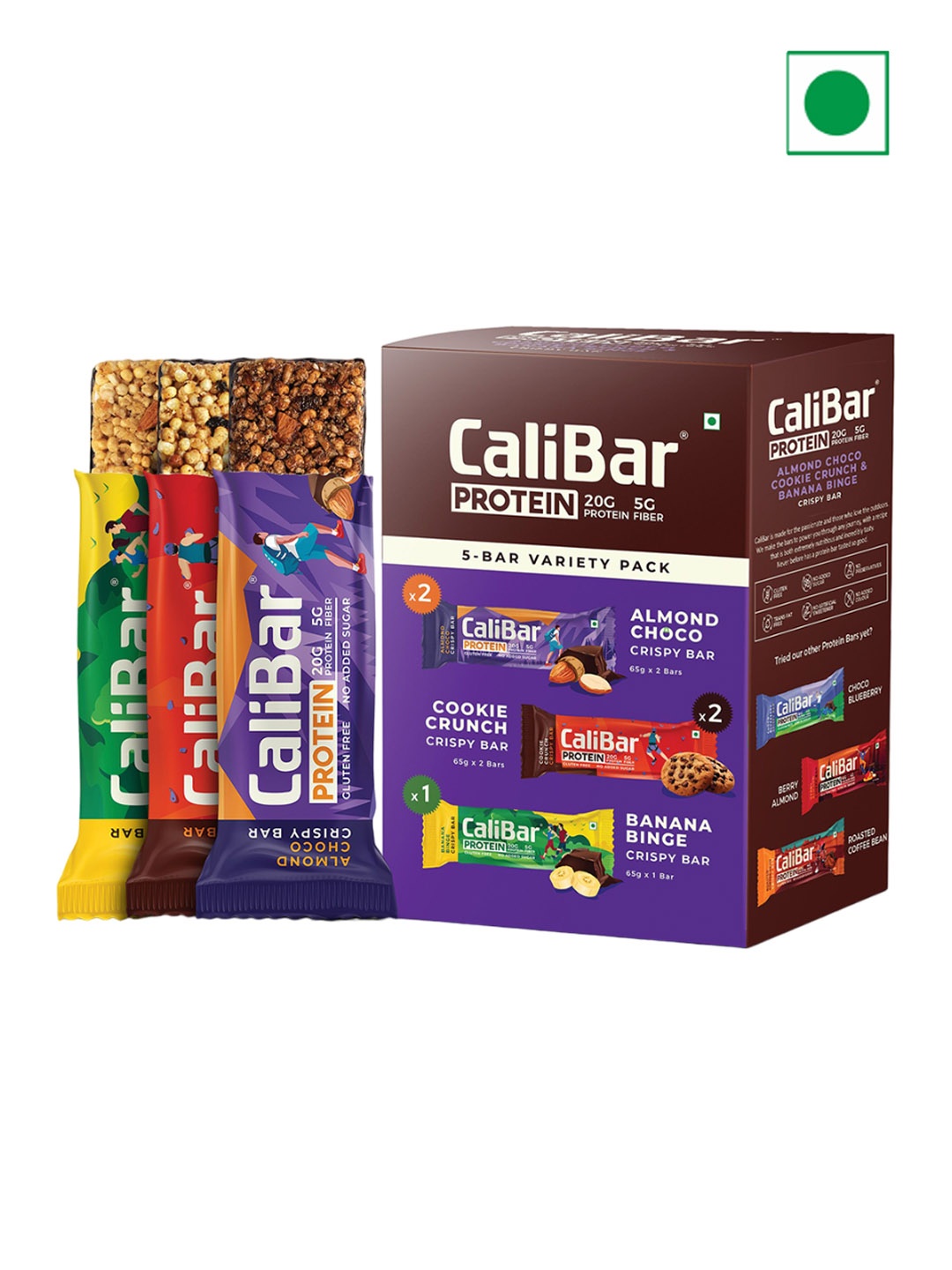 

CaliBar Pack Of 5 20g Protein Bar -325g, Brown