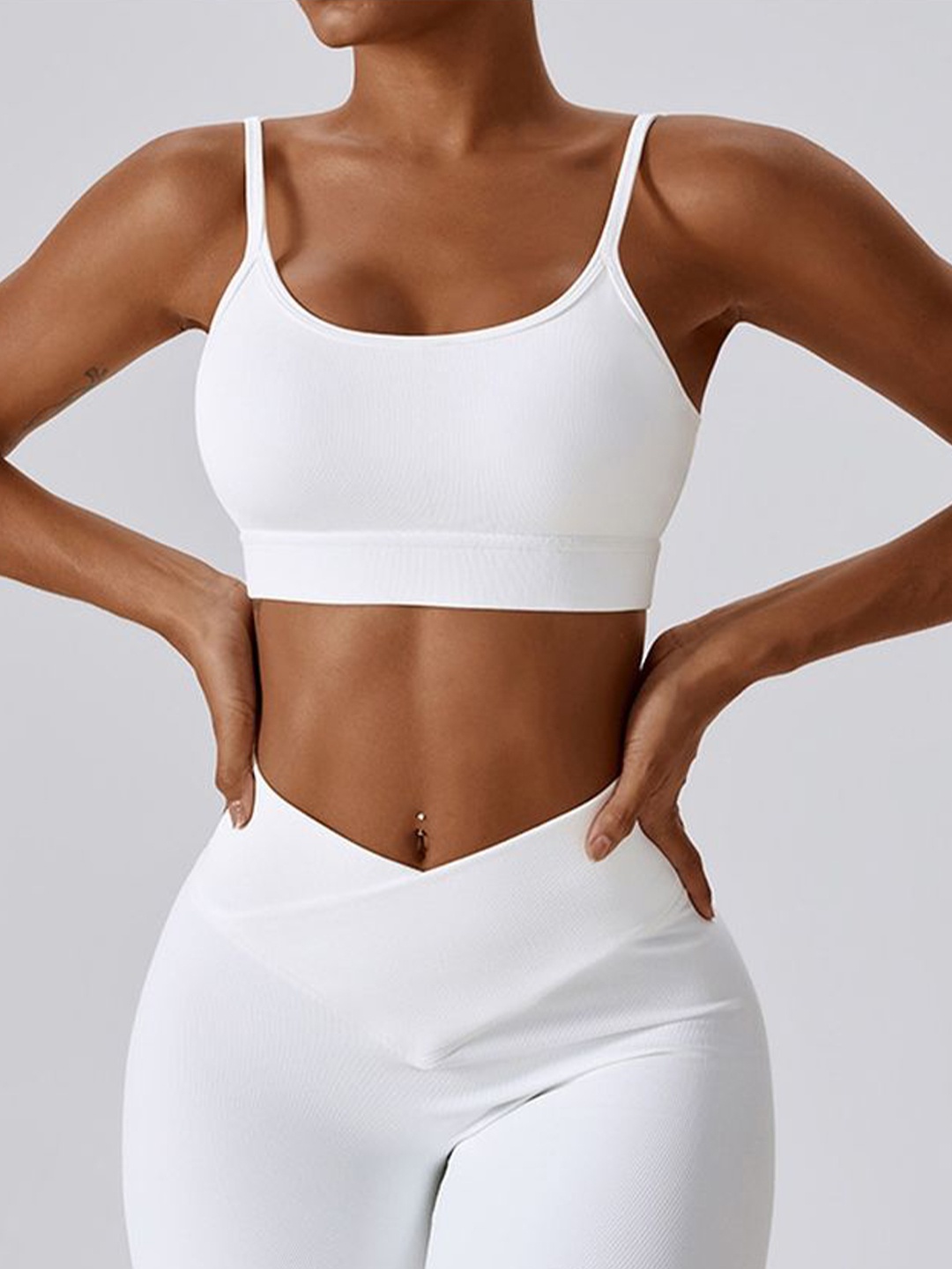 

LULU & SKY Women Solid Shoulder Straps Nylon Top, White