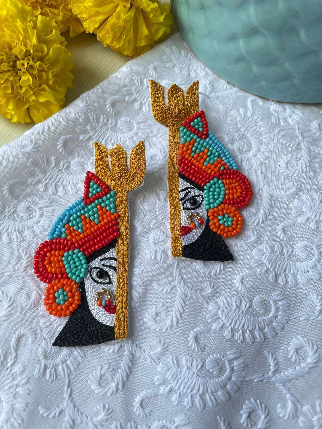 

ISHKAARA Shakti Beaded Evil Eye Tassel Drop Earrings, Red