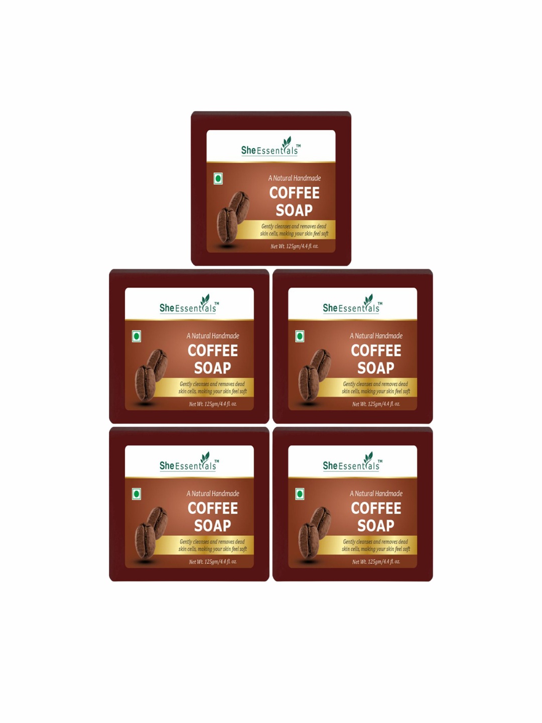 

She Essentials Set Of 5 Coffee Soap For De-Tan - 125 g Each, Transparent