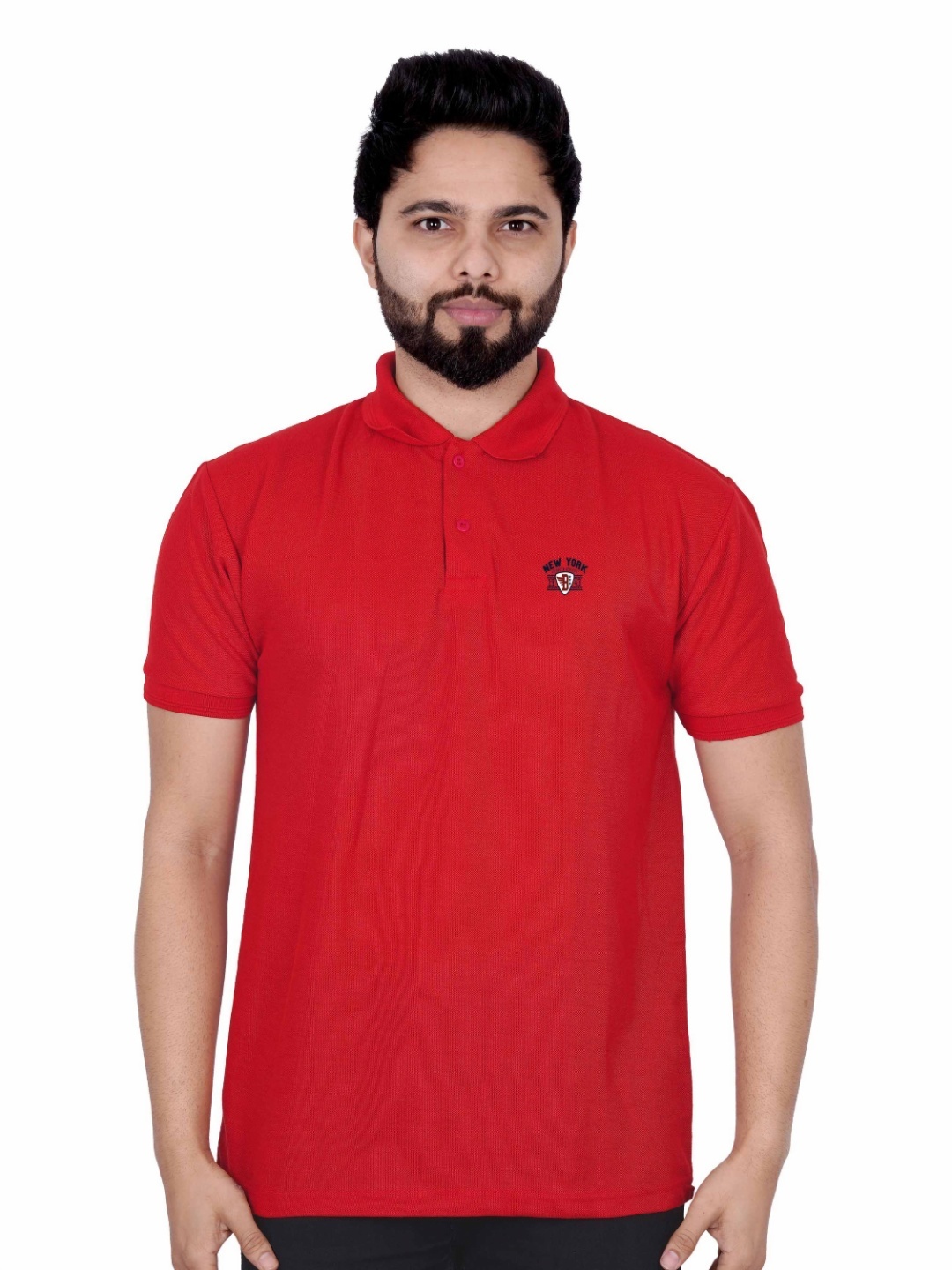 

LA MILANO Men Polo Collar CottonT-shirt, Red