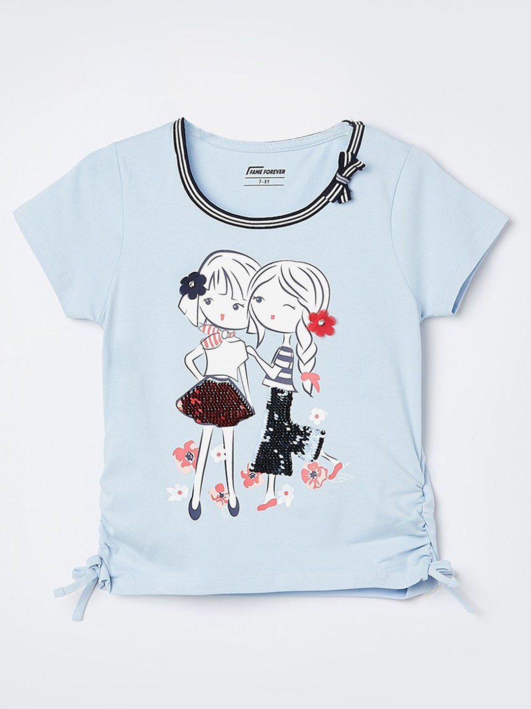 

Fame Forever by Lifestyle Girls Printed Round Neck T-shirt, Blue