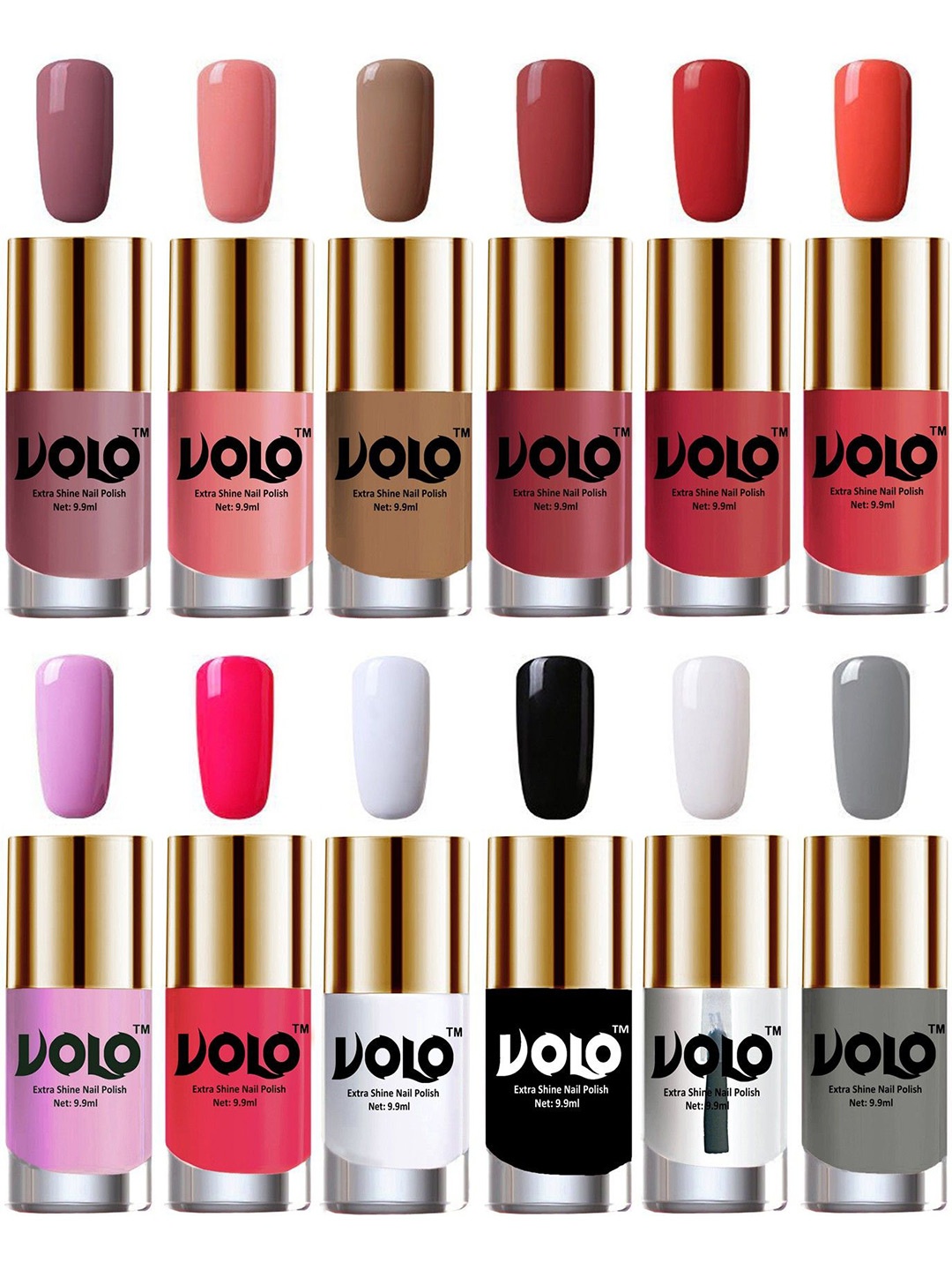 

VOLO Set Of 12 Luxury Super Shine Nail Polish -9.9 ml Each-Combo No.227, White