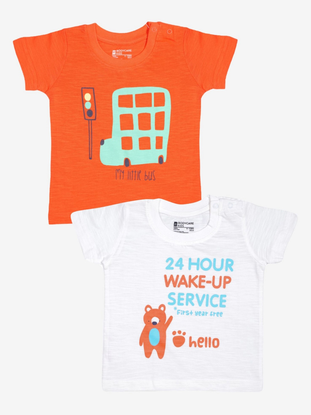 

Bodycare Boys Pack Of 2 Typography Printed Cotton T-shirt, Orange