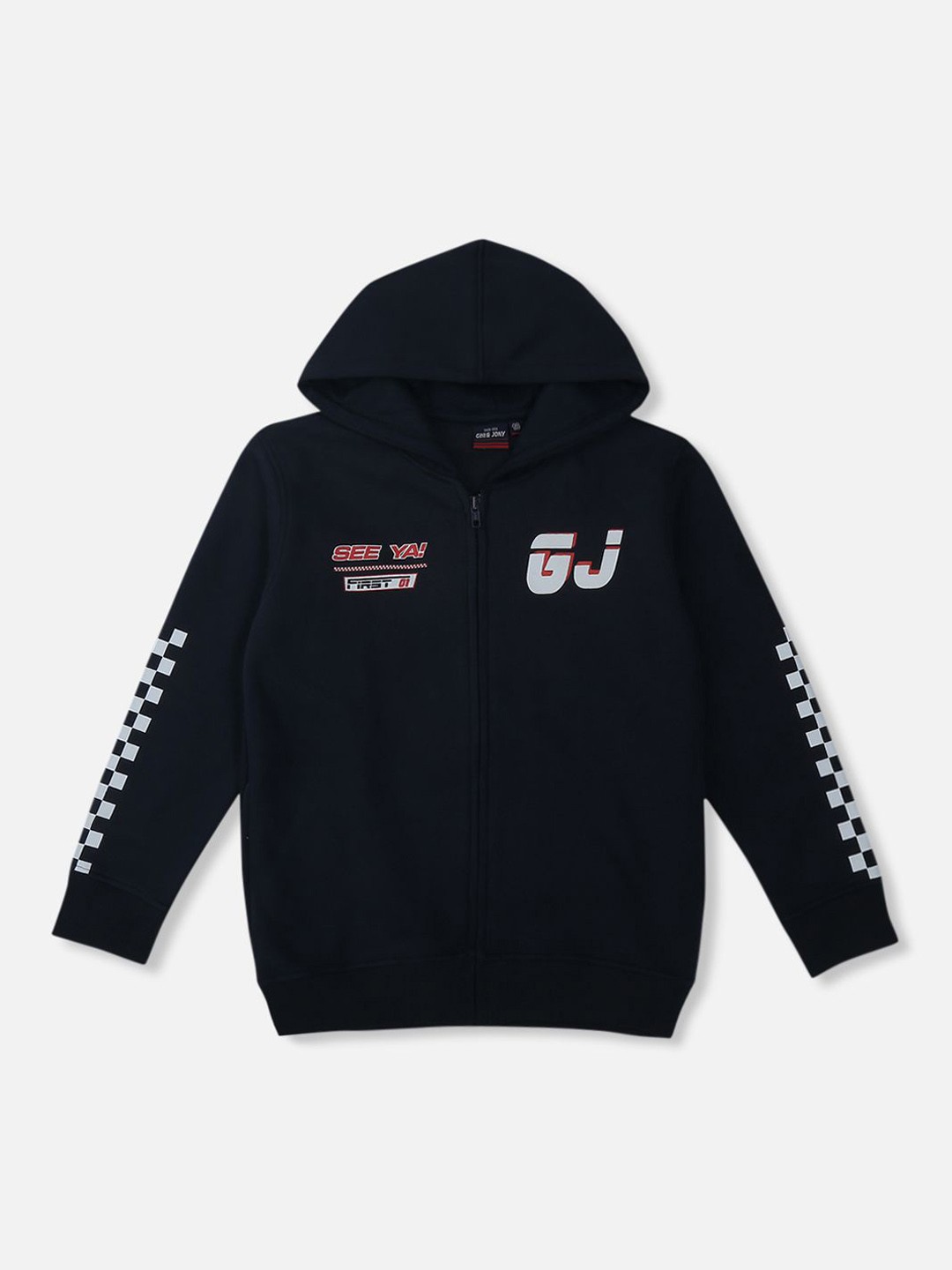 

Gini and Jony Boys Cotton Hooded Sporty Jacket, Navy blue