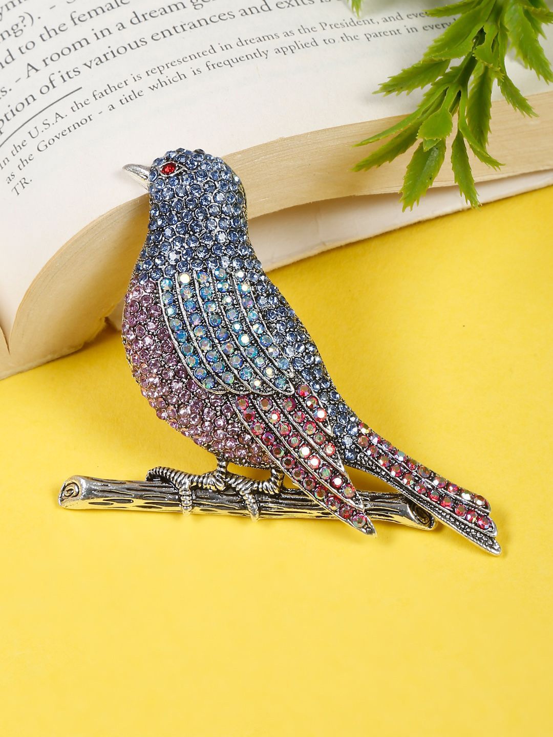 

DressBerry Women Embellished Bird Shaped Brooch, Blue