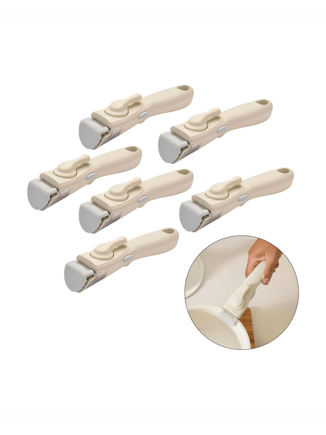 

The Better Home White & Beige 6 Pieces Dishwasher Safe Detachable Cookware Handle