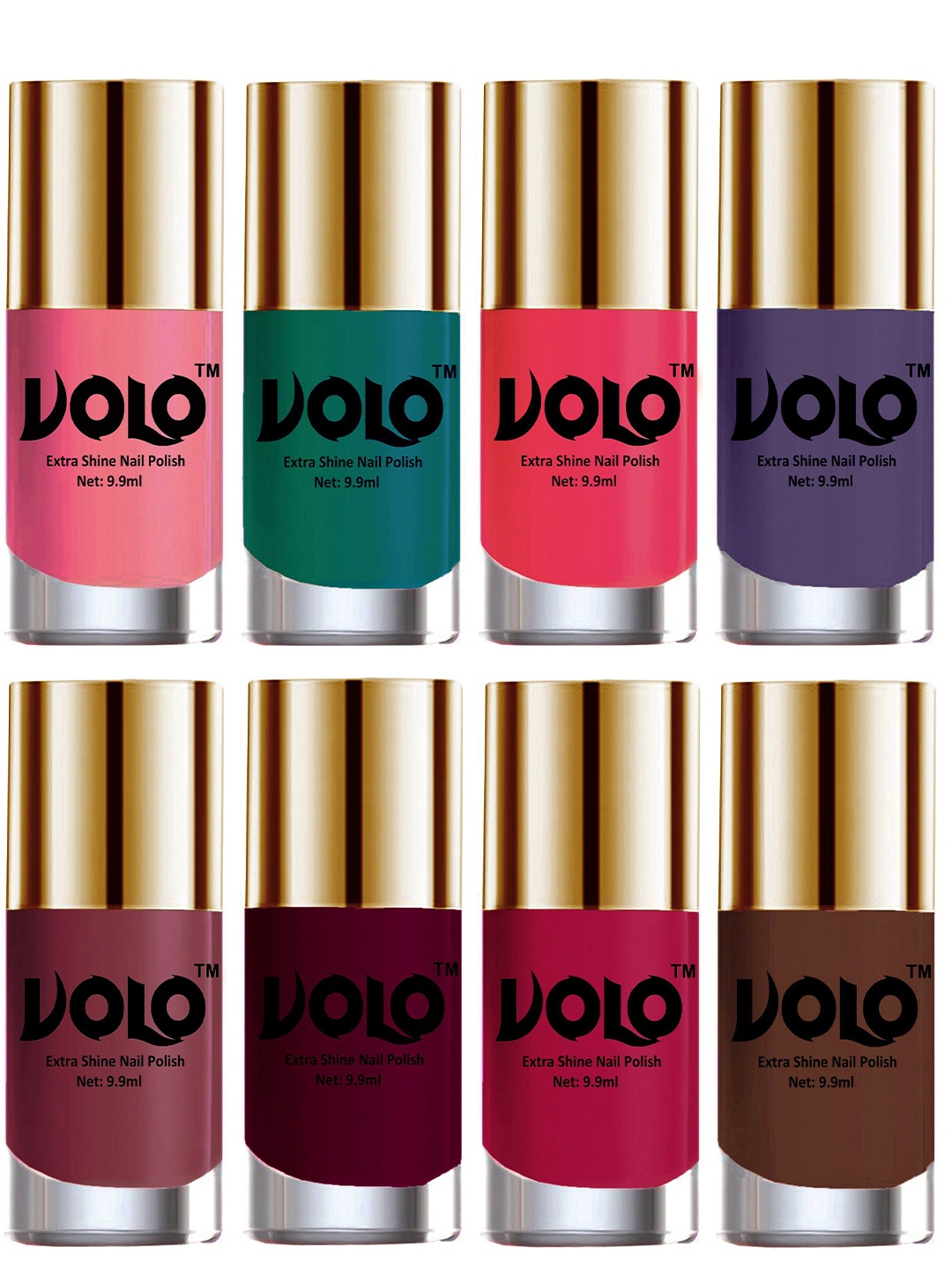 

VOLO Set Of 8 New Look Extra Lasting Nail Polish - 9.9 ml Each - Combo- No-35, Pink