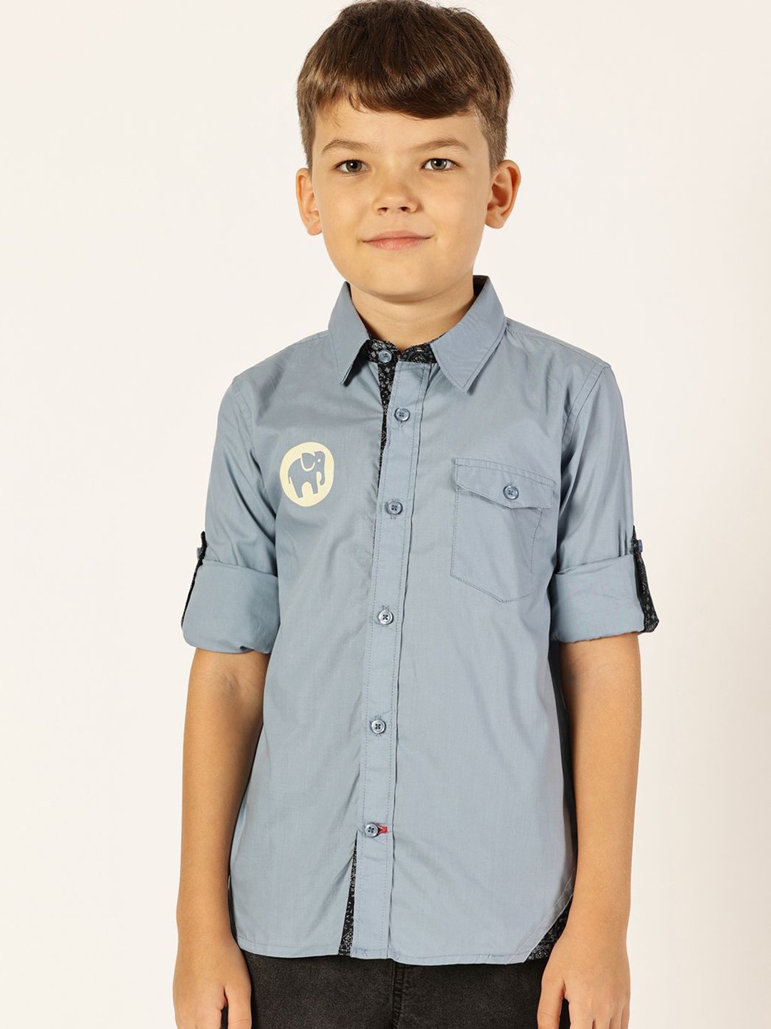 

Killer Boys Premium Spread Collar Solid Cotton Casual Shirt, Grey