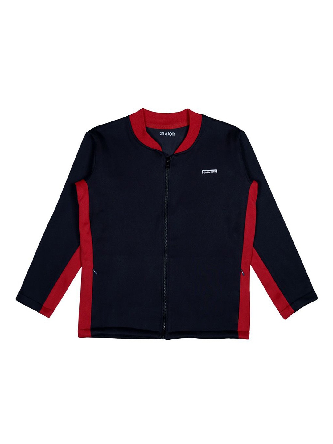 

Gini and Jony Girls Typography Colourblocked Sporty Jacket, Navy blue