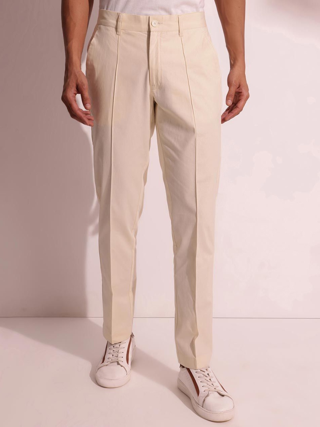 

Fabindia Men Slim Fit Trousers, Cream