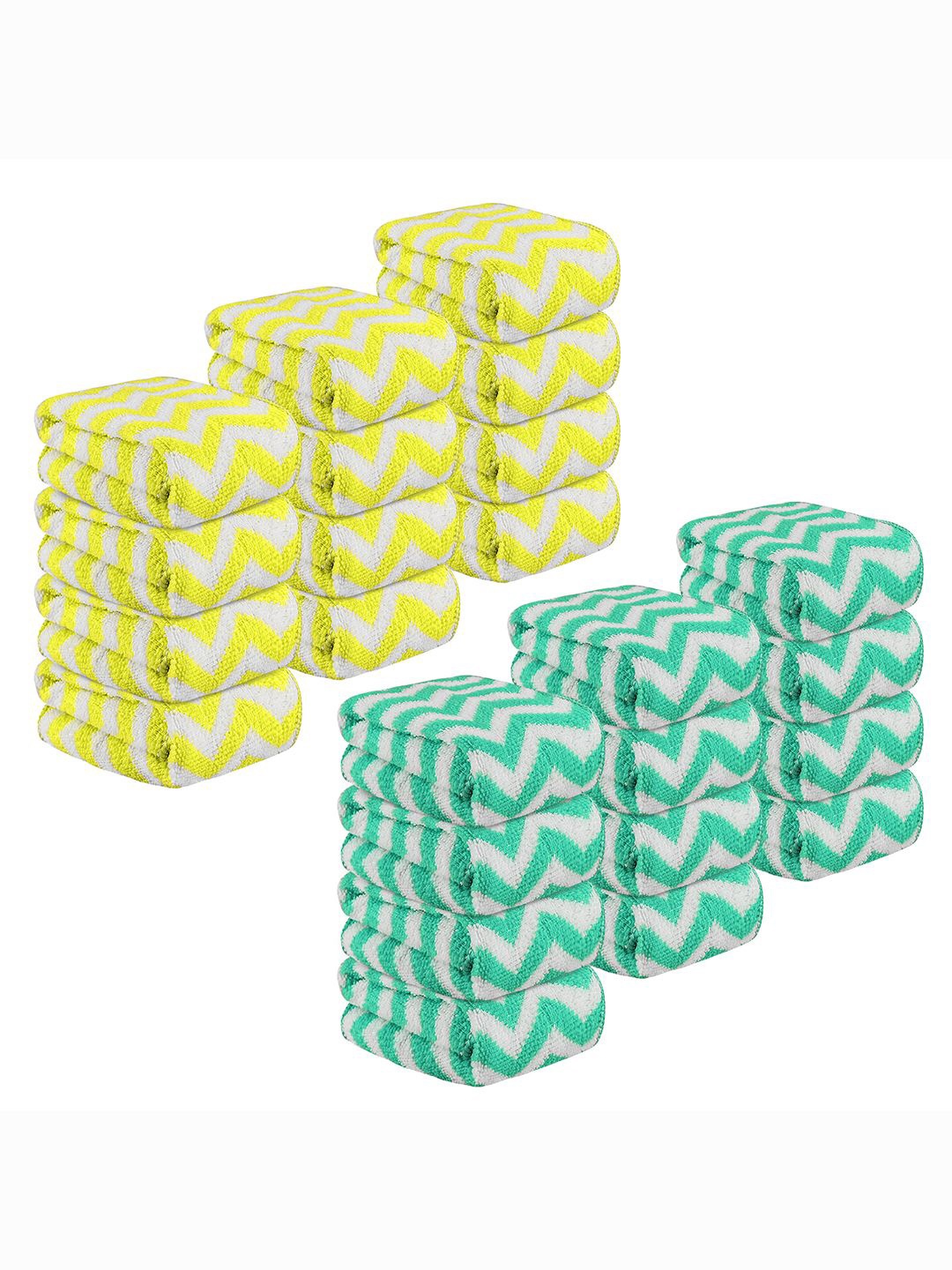 

Kuber Industries Yellow 24 Pieces Printed Super Absorbent 250 GSM Microfibre Face Towels