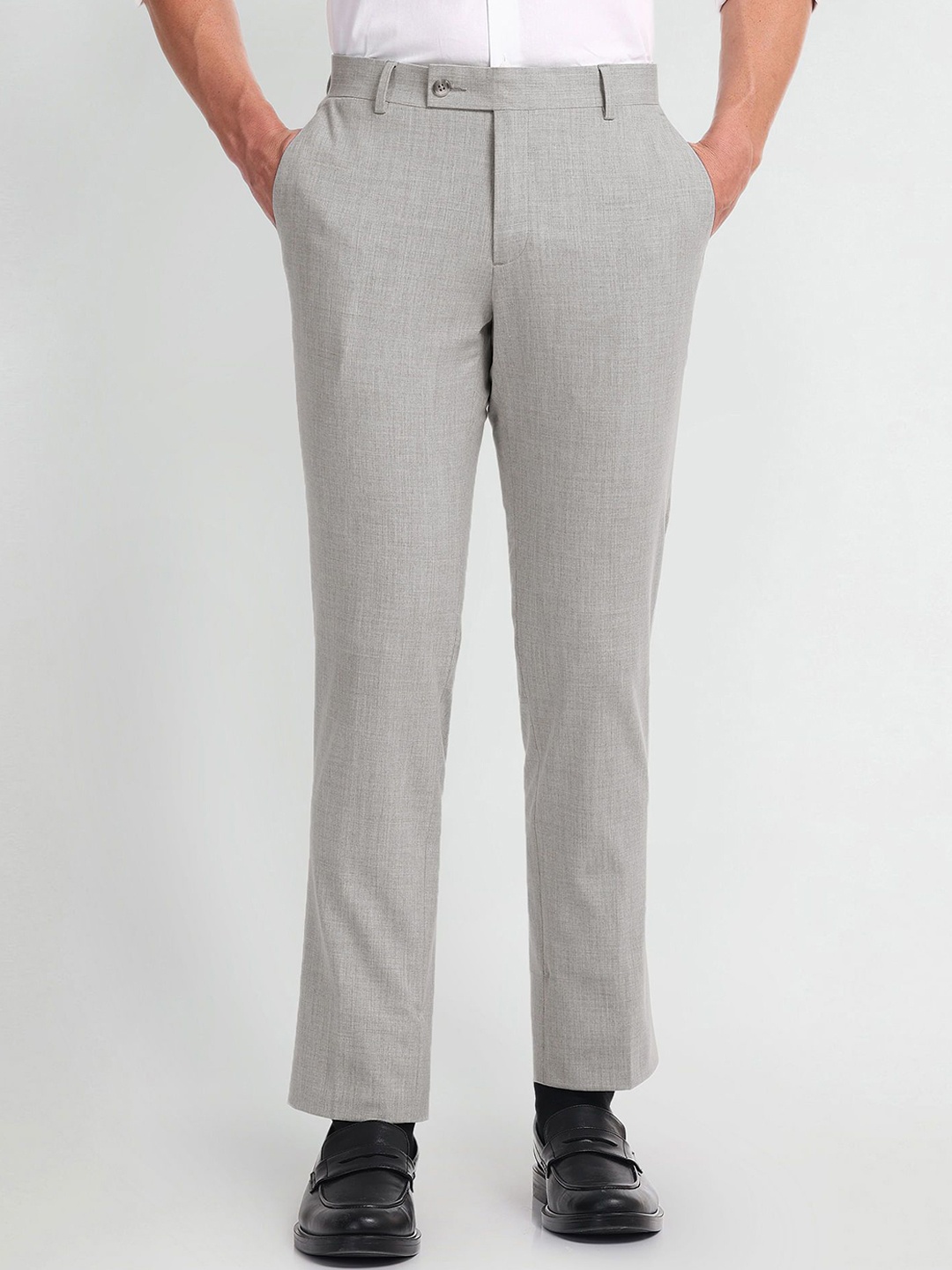 

Arrow Men Heathered Tapered Fit Formal Trouser, Grey