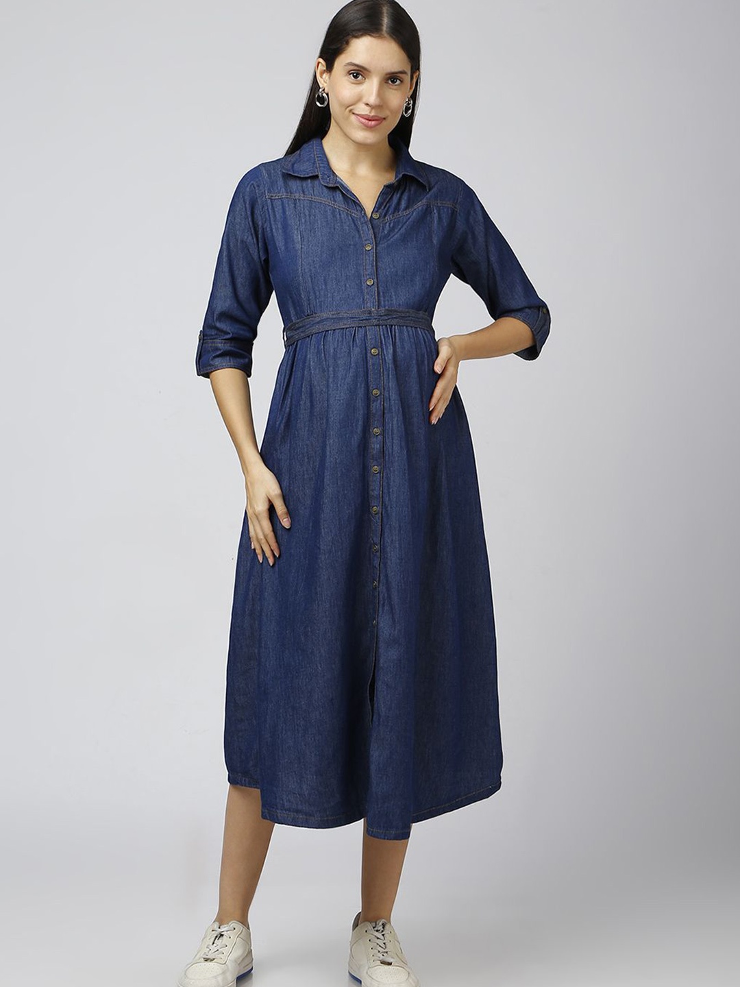 

MeeMee Women Formal Fit & Flare Midi Dress, Blue