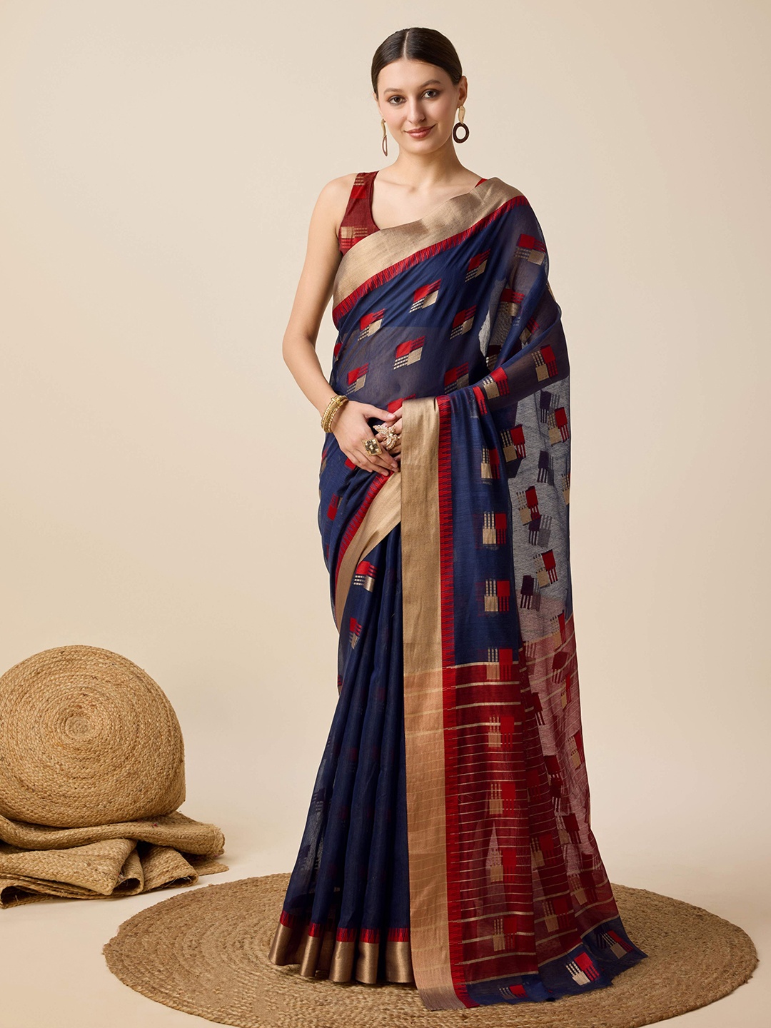 

Kriyansh Woven Design Zari Pure Georgette Saree, Blue