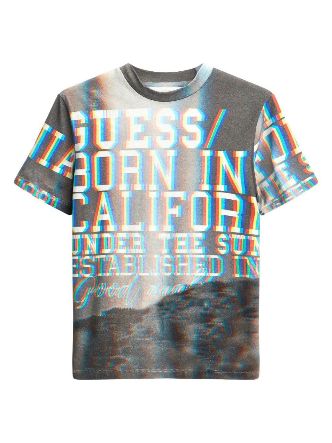 

GUESS kids Boys Abstract Printed Round Neck Cotton T-shirt, Grey