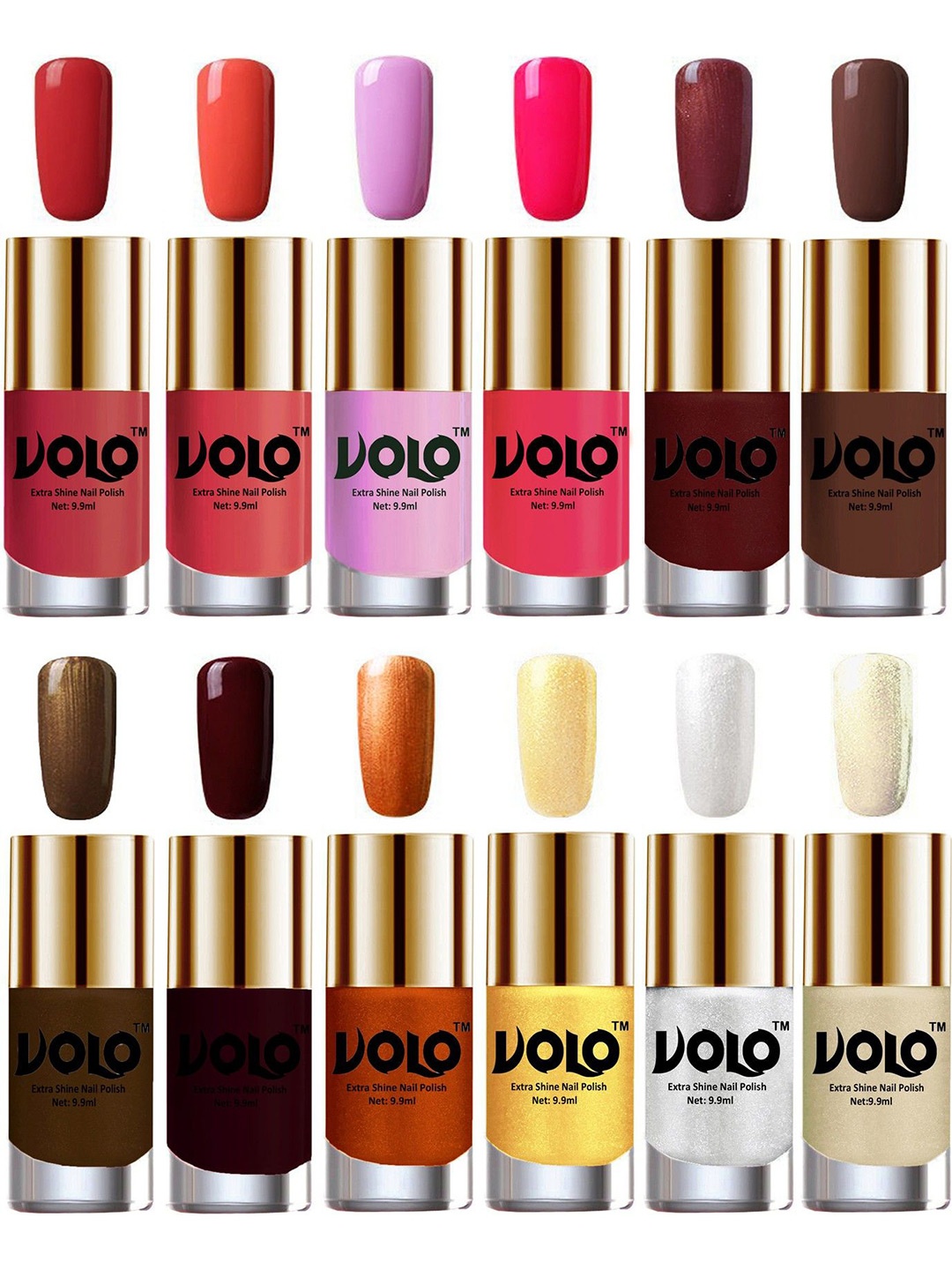 

VOLO Set Of 12 Extra Shine Nail Polish-9.9ml Each-Combo-No-288, Multi