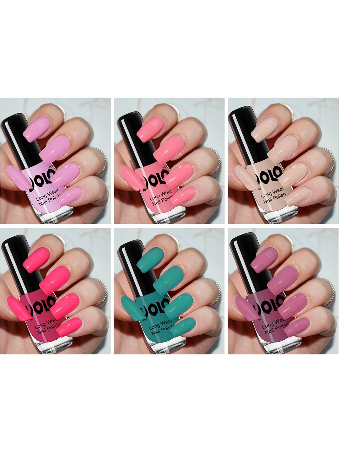 

VOLO Set Of 6 Color Rich Toxic Free Perfection Shine Nail Polish - 5 ml Each - VT-018, Purple