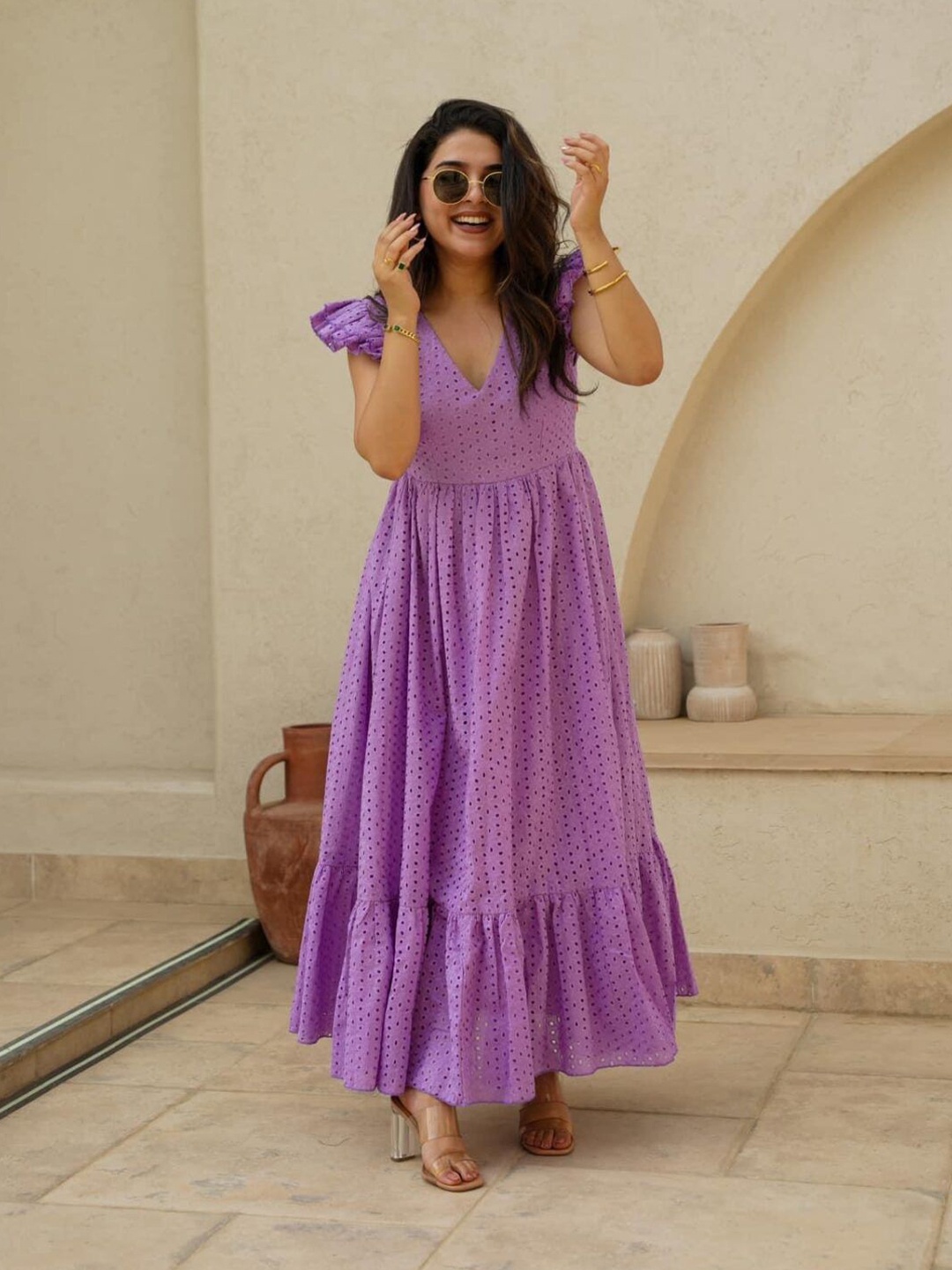 

RIITIH Fit & Flare Maxi Dress, Purple