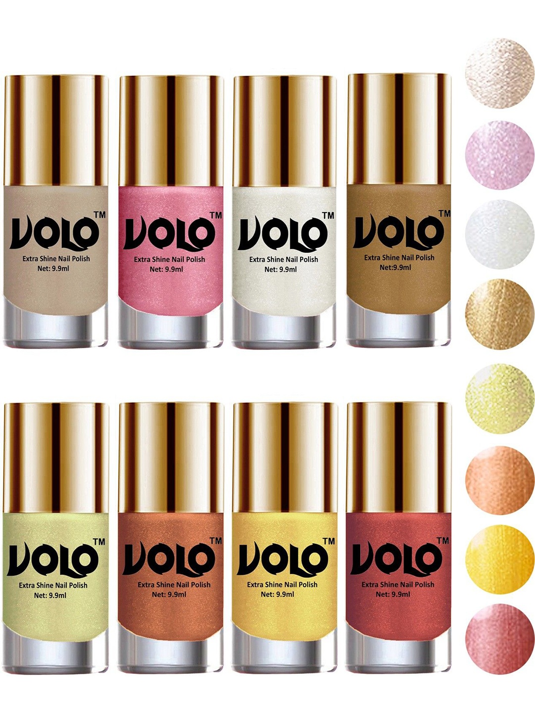 

VOLO Set of 8 High-Shine Professional Nail Polish -9ml Each-Combo No-08, Multi