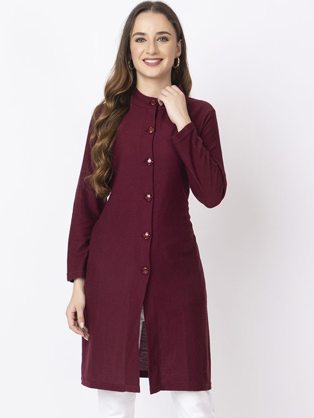 

KEIKO Women Longline Cardigan, Burgundy