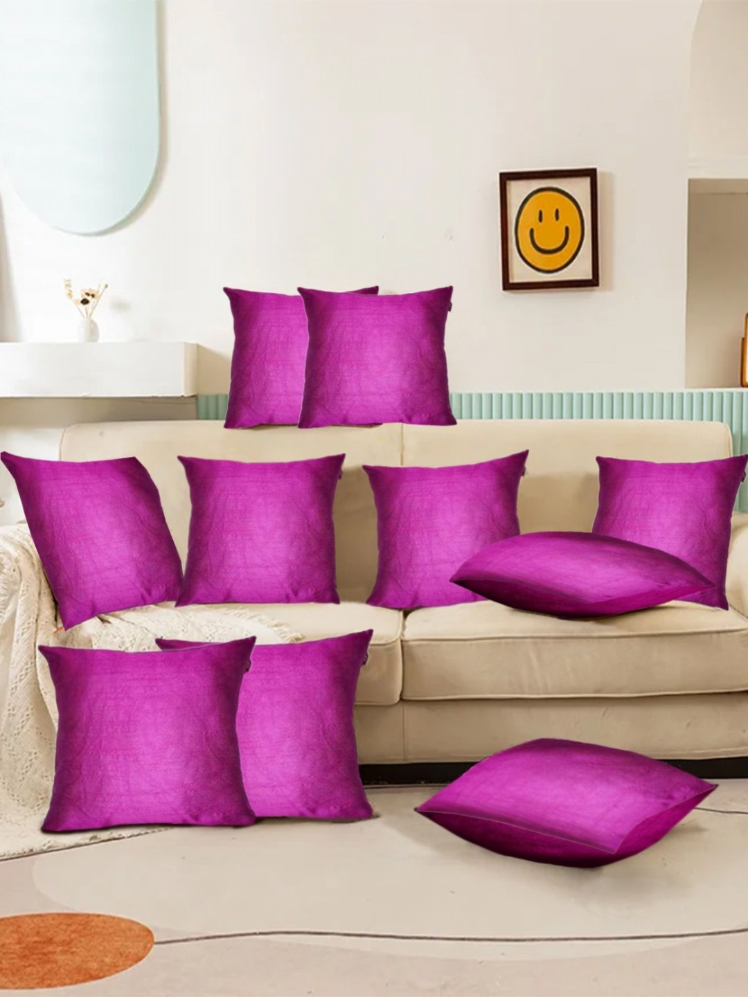 

Lushomes Pink Set of 10 Square Cushion Covers