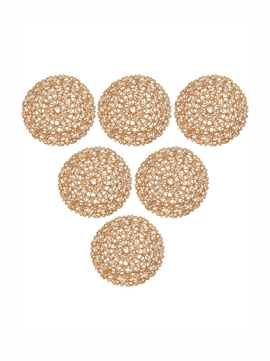 

TIED RIBBONS Gold Toned 6 Pieces Textured Round Table Placemats