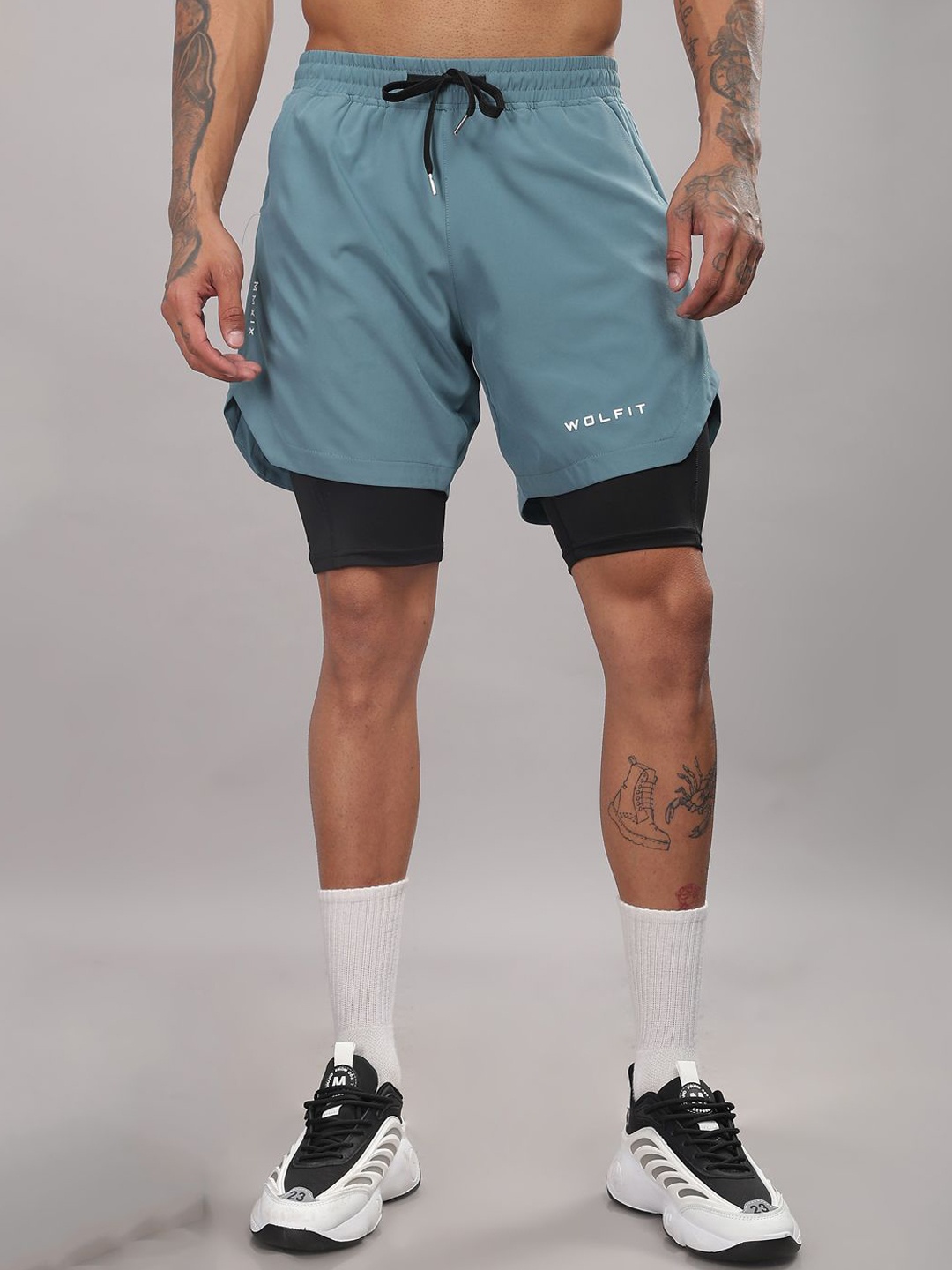 

WOLFIT ATHLEISURE Men Skinny Fit Training or Gym Sports Shorts, Blue