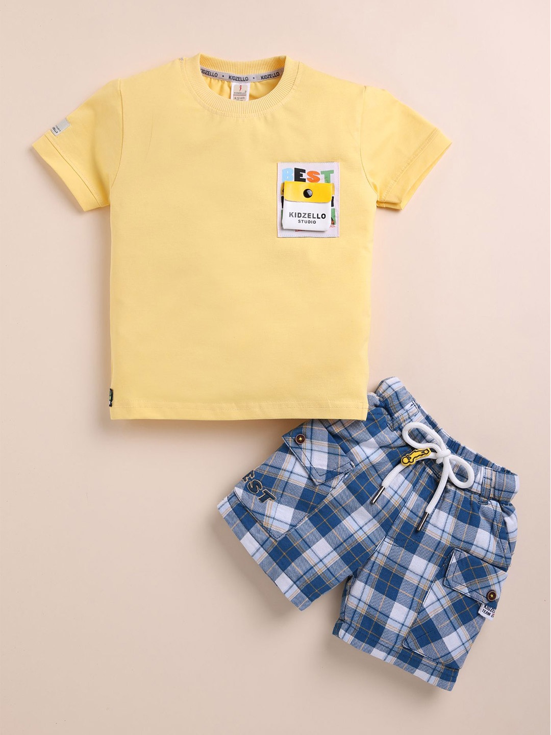 

BAESD Boys Printed Round Neck T-shirt With Shorts, Yellow