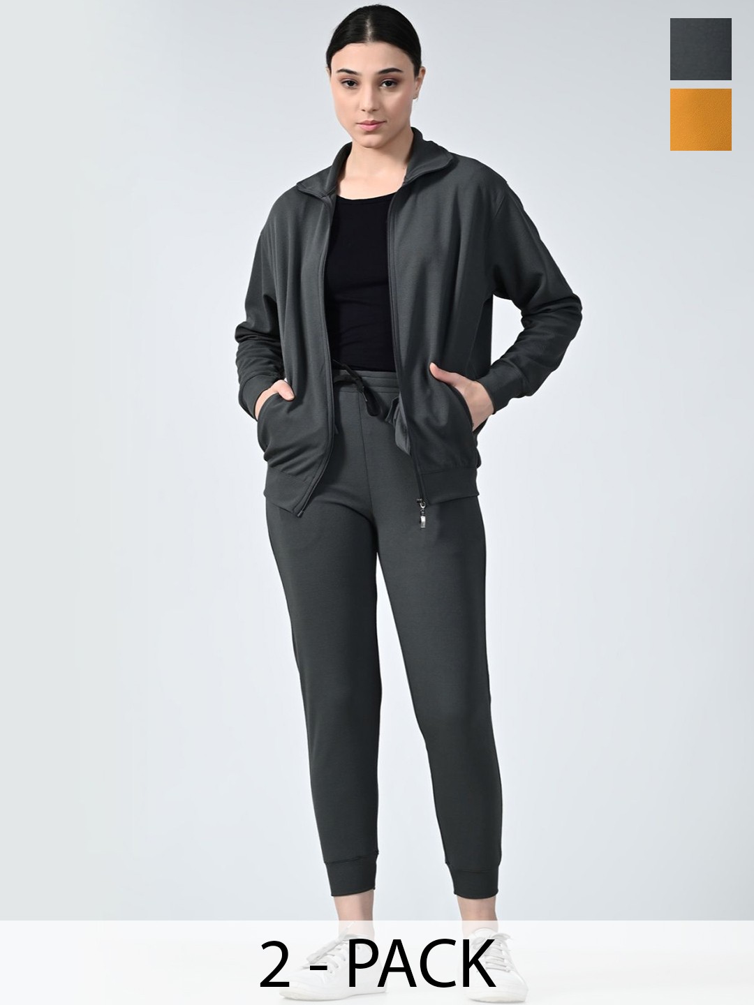

BAESD Pack Of 2 Spread Collar Women Tracksuits, Black