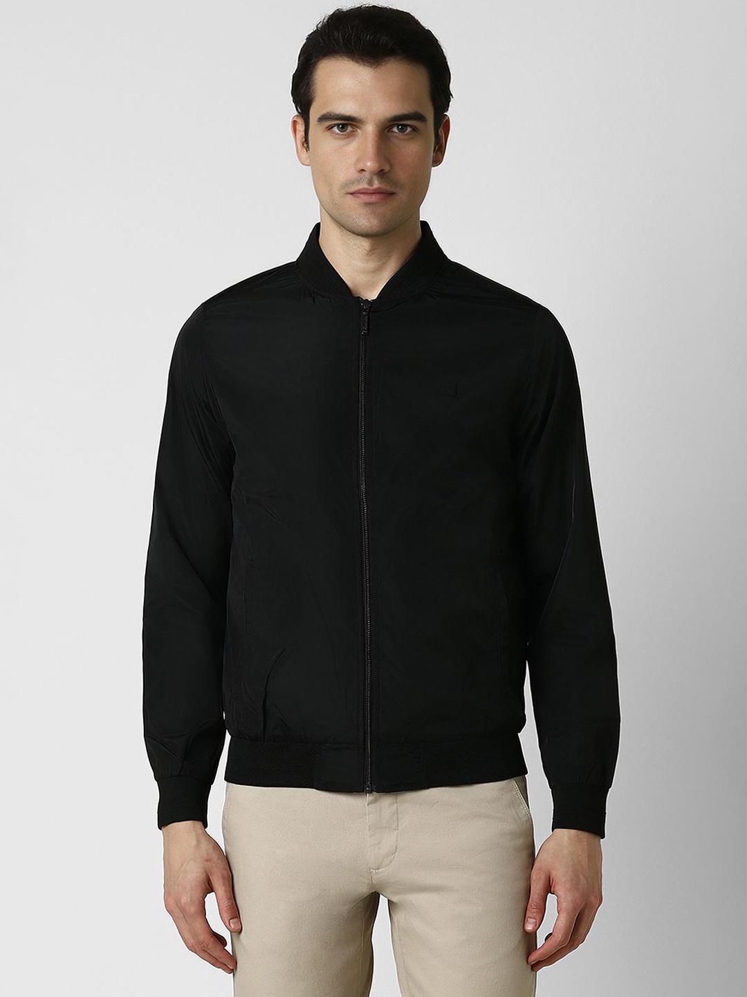 

V Dot Men Bomber Jacket, Black