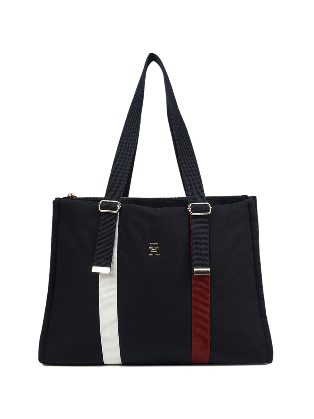

Tommy Hilfiger Colourblocked Shopper Tote Bag with Applique, Blue